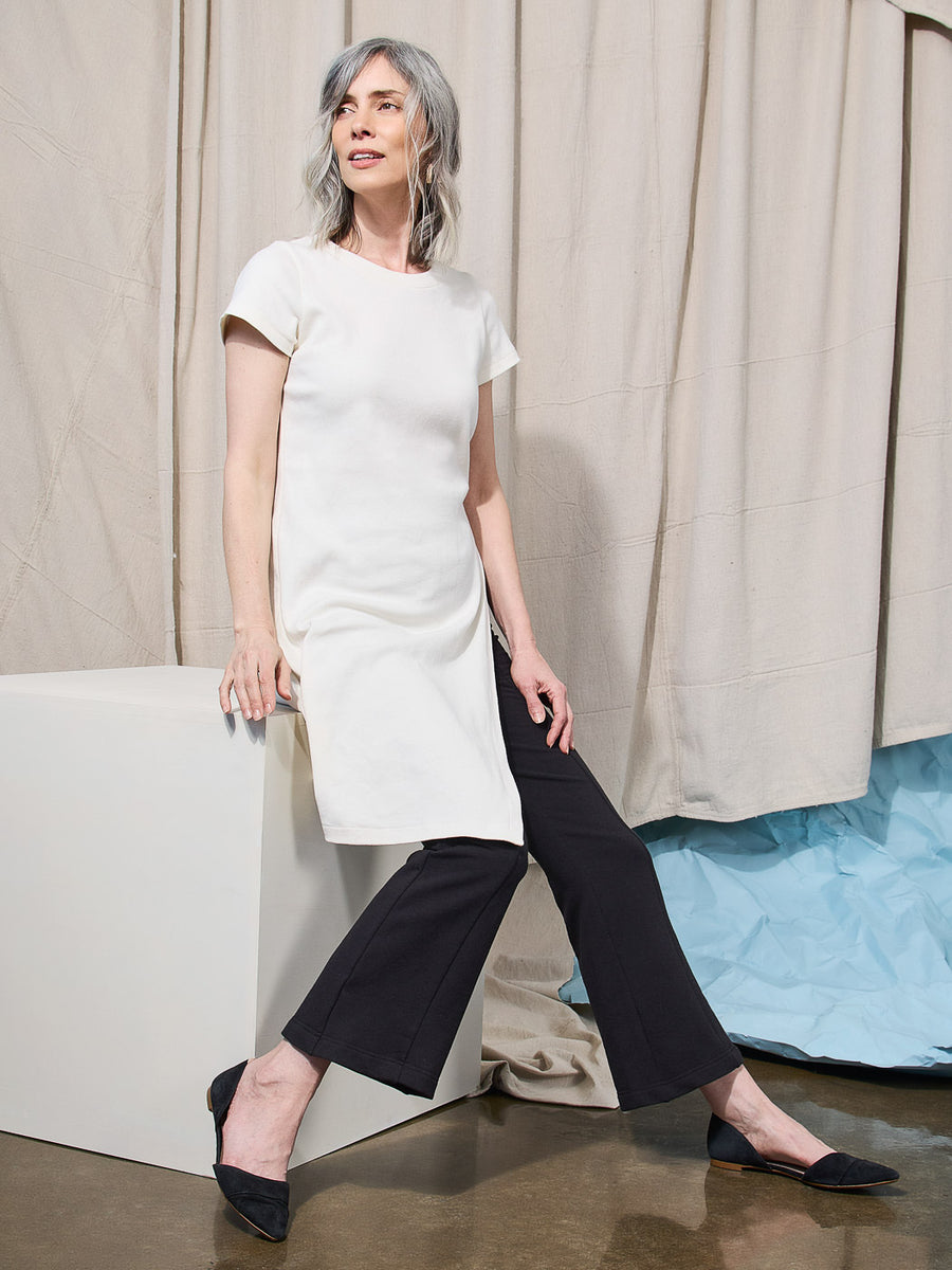 Alabaster Knit Top | Knee Length Tee| Closet Core Crew