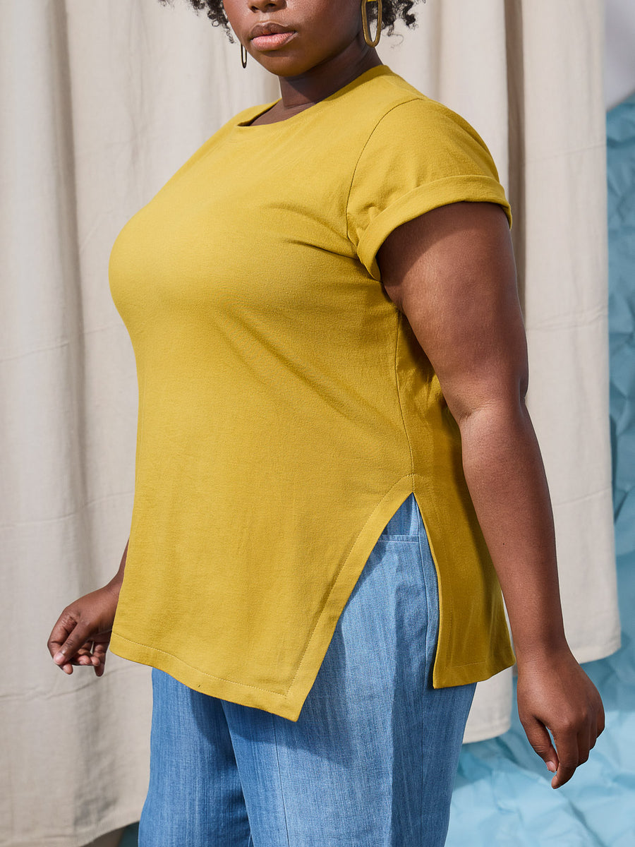 Alabaster Knit Top | Plus-Size Hip Length Tee| Closet Core Crew