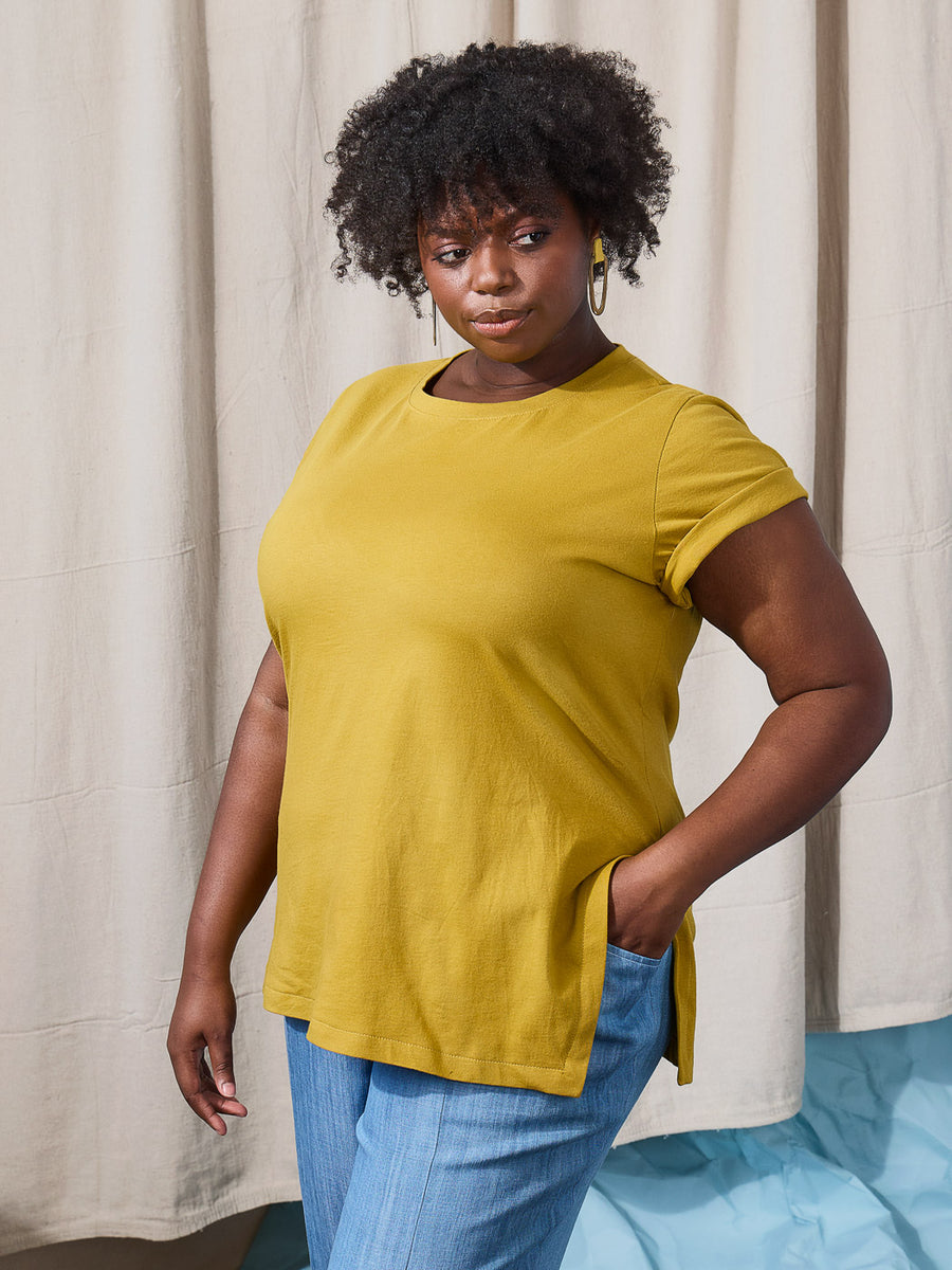 Alabaster Knit Top | Plus-Size Hip Length Tee| Closet Core Crew