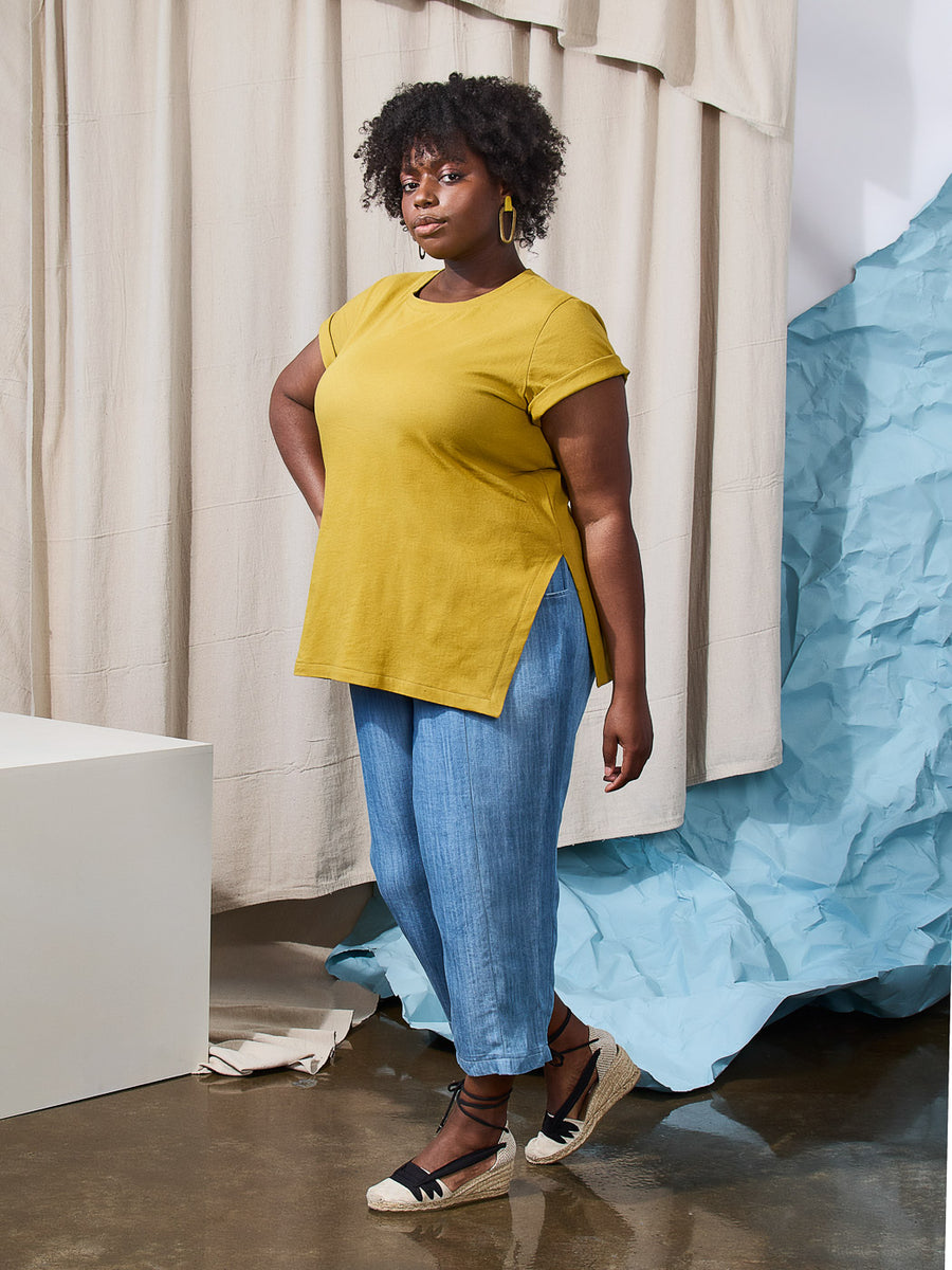 Alabaster Knit Top | Plus-Size Hip Length Tee| Closet Core Crew