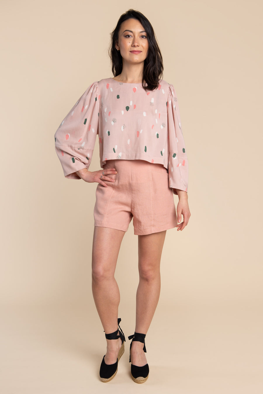 Cielo Top & Dress Sewing Pattern - Cropped top with gathered sleeve | Closet Core Patterns