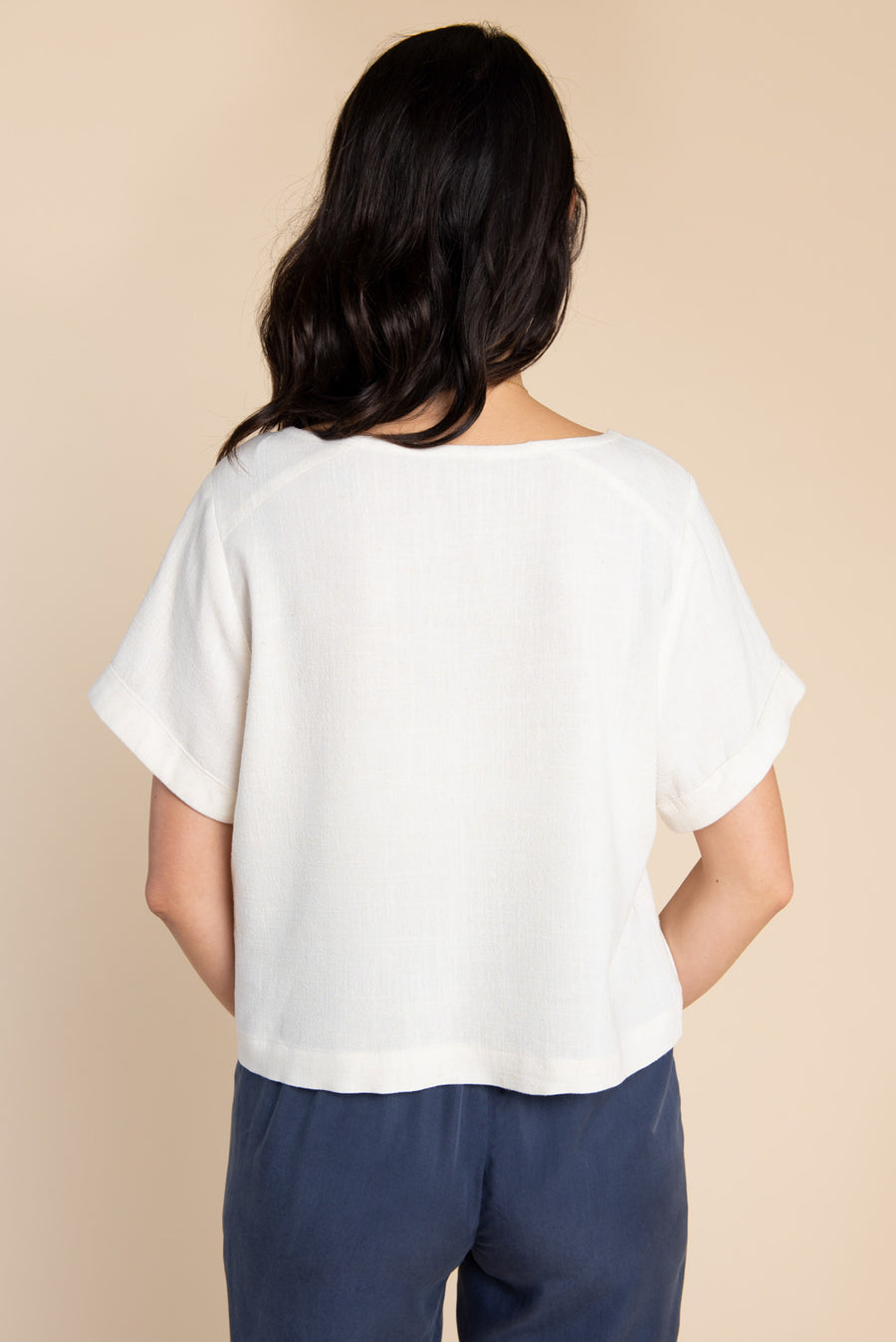 Cielo Top & Dress Sewing Pattern - Cropped top with cuffed sleeve | Closet Core Patterns