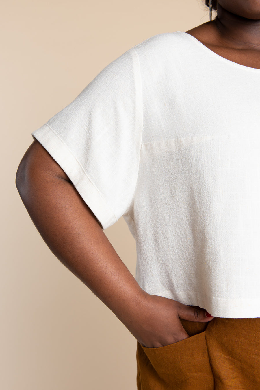 Cielo Top & Dress Sewing Pattern - Cropped top with cuffed sleeve | Closet Core Patterns