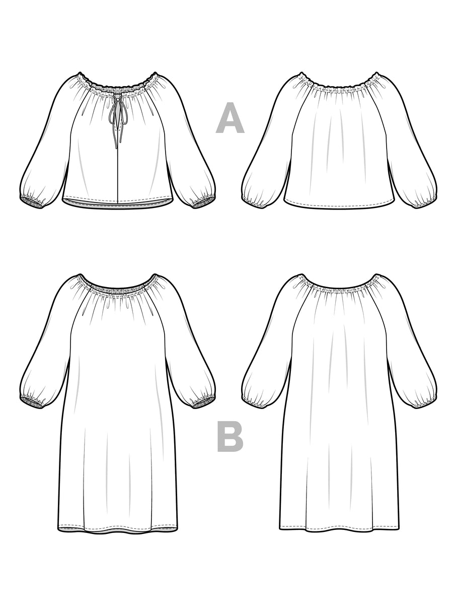 Rose Blouse + Dress - Crew Pattern
