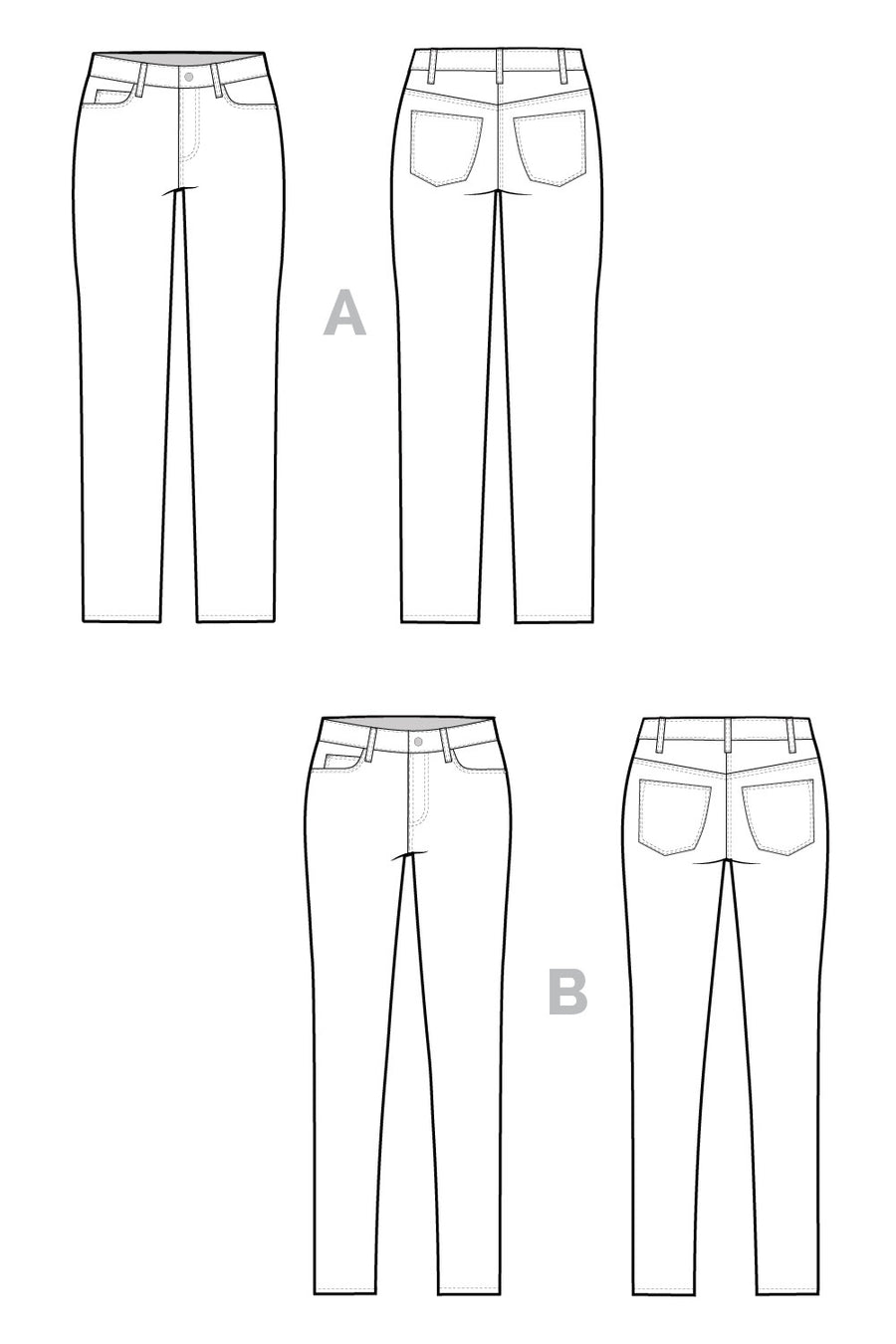 Ginger Mid-rise Skinny Jean Pattern // Jeans sewing pattern // Closet Core Patterns
