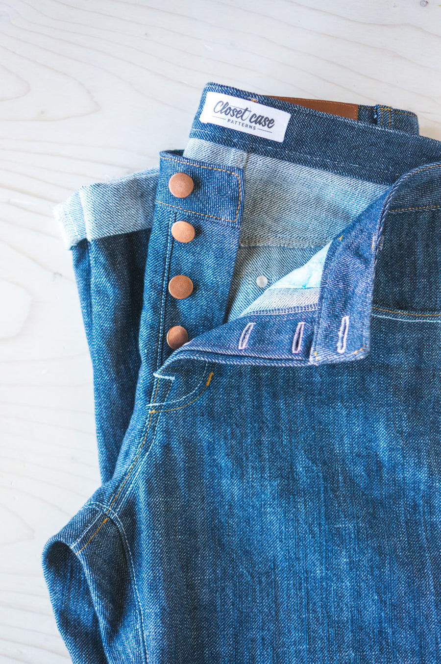 Button fly // Morgan Boyfriend Jeans pattern // by Closet Core Patterns