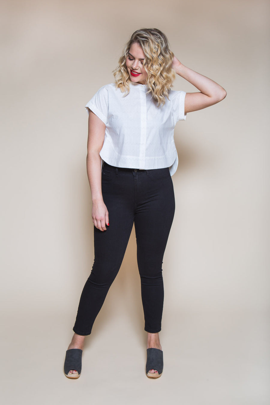 Kalle Button-down Shirt Pattern // Cropped shirt with band collar // Closet Core Patterns