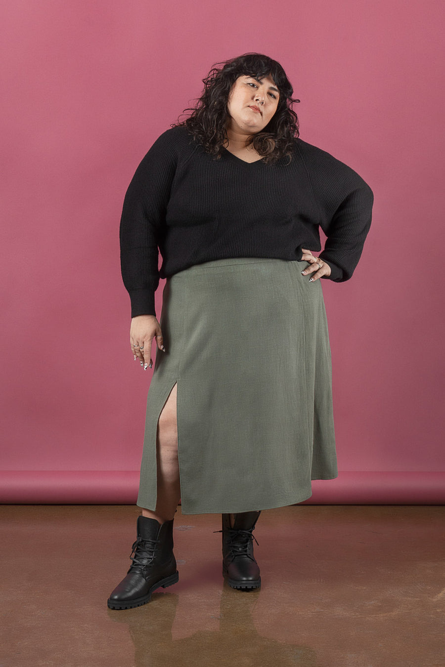 Sage Skirt | Plus Size Skirt with Slit Pattern | Closet Core Patterns