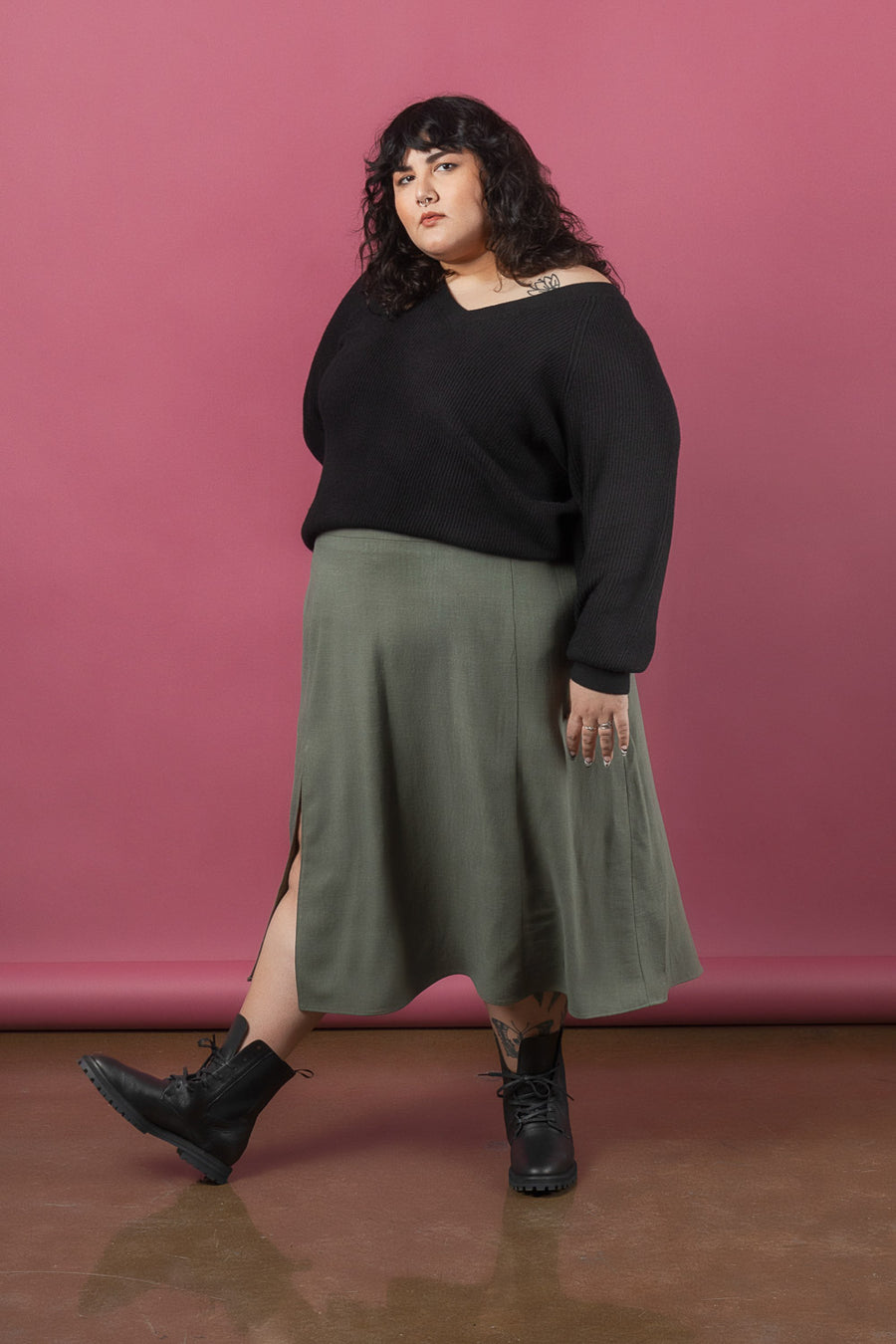 Sage Skirt | Plus Size Skirt with Slit Pattern | Closet Core Patterns