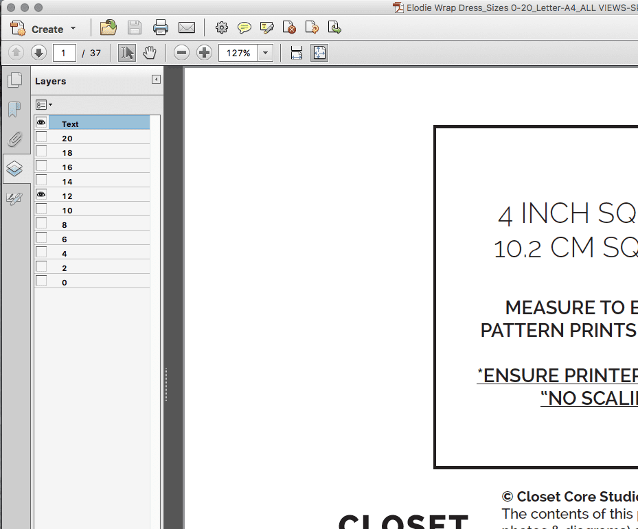 How to use the layers of a PDF pattern // Closet Core Patterns